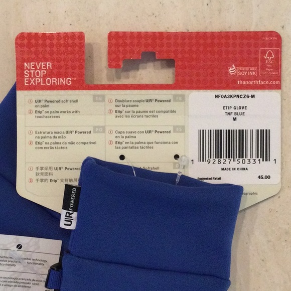 The North Face Etip Gloves Unisex Size Medium Blue TNF Winter Glove - Picture 8 of 15
